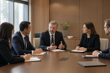 Fiduciary governance team meeting around a conference table